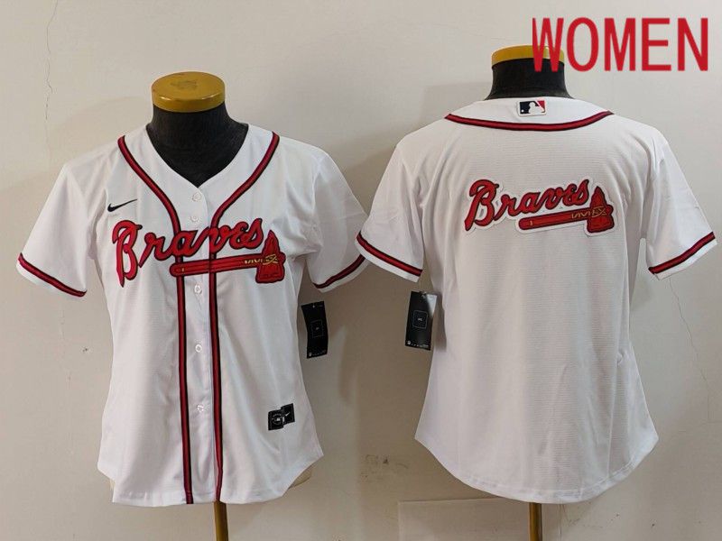 Women Atlanta Braves Blank White Game 2024 Nike MLB Jersey style 3->women mlb jersey->Women Jersey